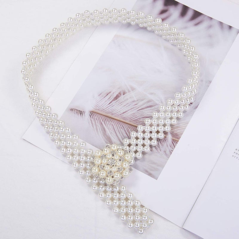 Dubulle Womenâ€™s Pearl Belts Elastic Bridal Sash Crystal lvory Bead Wedding Belt Sexy Bridesmaid Dress Girl Waist Chain - Image 5